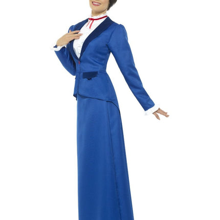 Feestbazaar Victoriaanse Nanny kostuum blauw