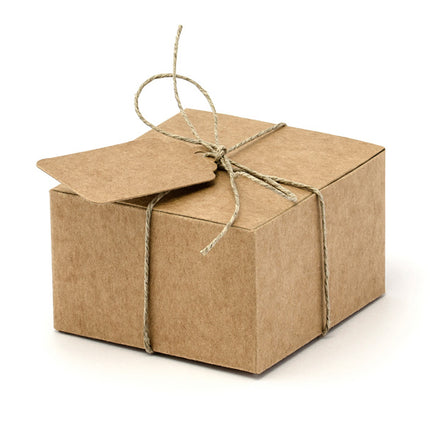 Feestbazaar Vierkante Geschenkdoosjes Kraft (10st)