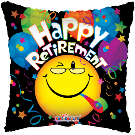 Feestbazaar Vierkante Pensioen Folieballon Happy Retirement (45cm)