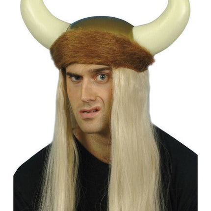 Feestbazaar Viking helm met bont en haar