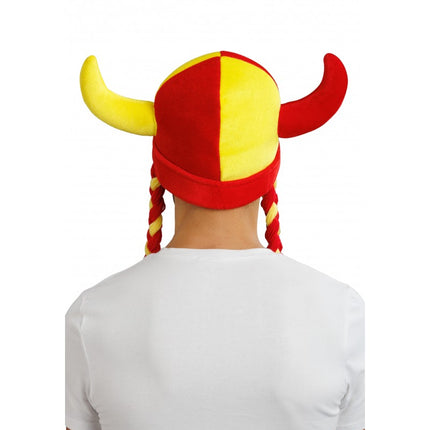 Feestbazaar Viking Muts Met Vlechten Rood/Geel Spanje