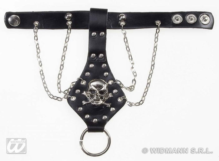 Feestbazaar Vingerhandschoen schedel met ketting