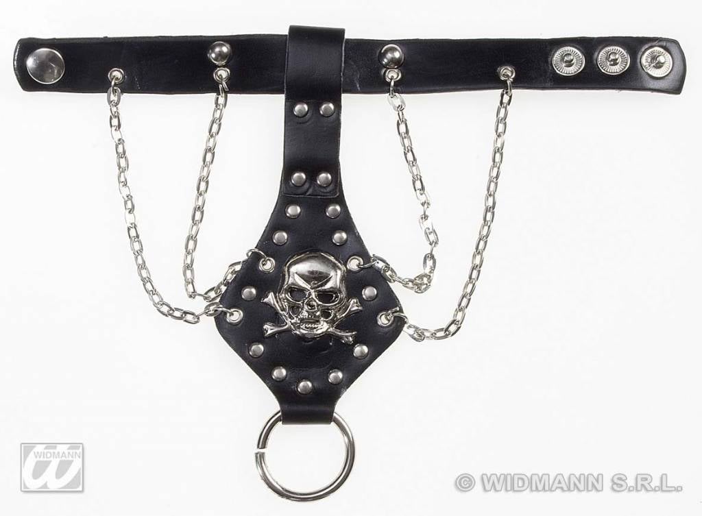 Feestbazaar Vingerhandschoen schedel met ketting