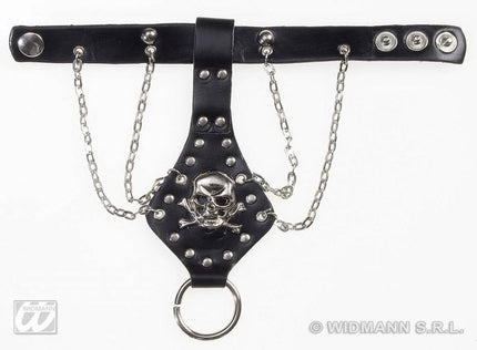 Feestbazaar Vingerhandschoen schedel met ketting