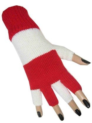 Feestbazaar Vingerloze handschoen rood/wit