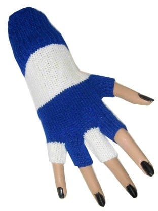 Feestbazaar Vingerloze handschoenen blauw/wit