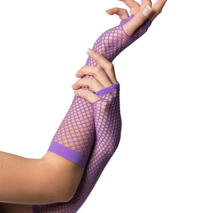 Feestbazaar Vingerloze Handschoenen Lang Visnet Paars