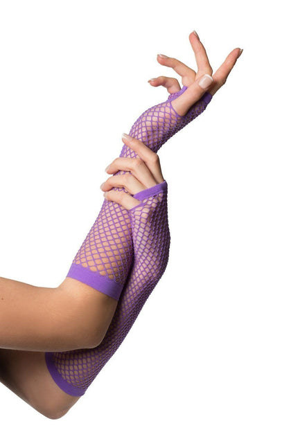 Feestbazaar Vingerloze Handschoenen Lang Visnet Paars