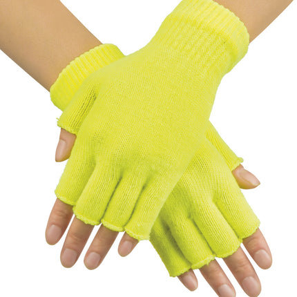 Feestbazaar Vingerloze handschoenen neon geel