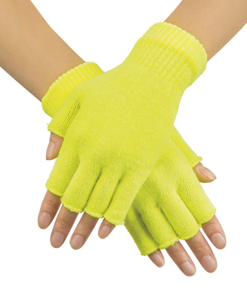 Feestbazaar Vingerloze handschoenen neon geel