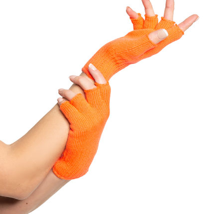 Feestbazaar Vingerloze handschoenen oranje