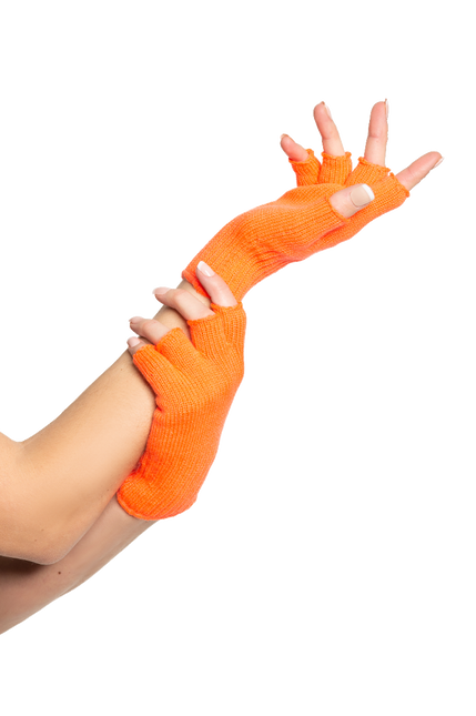 Feestbazaar Vingerloze handschoenen oranje