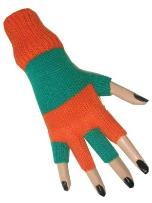Feestbazaar Vingerloze handschoenen oranje/groen