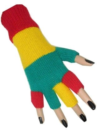 Feestbazaar Vingerloze handschoenen rood/geel/groen