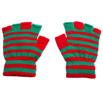 Feestbazaar Vingerloze Handschoenen Rood/Groen