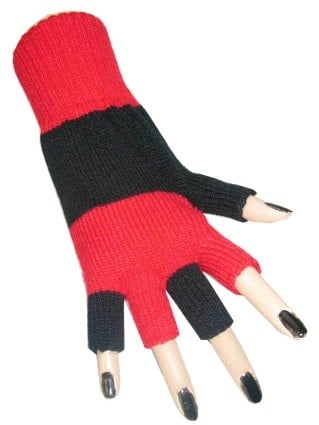 Feestbazaar Vingerloze handschoenen zwart/rood