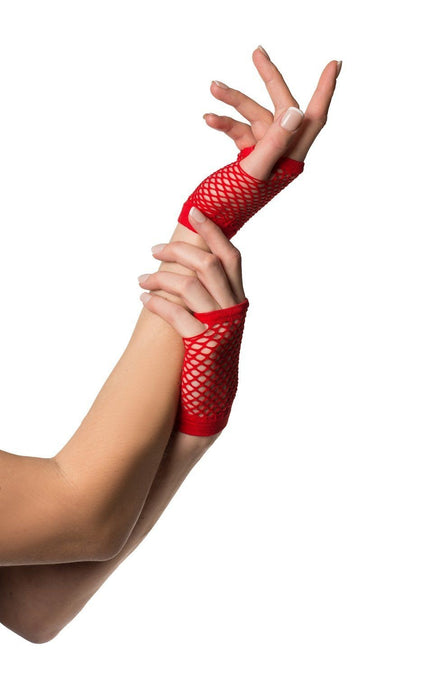 Feestbazaar Vingerloze nethandschoenen kort rood