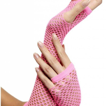 Feestbazaar Visnet handschoenen hot pink