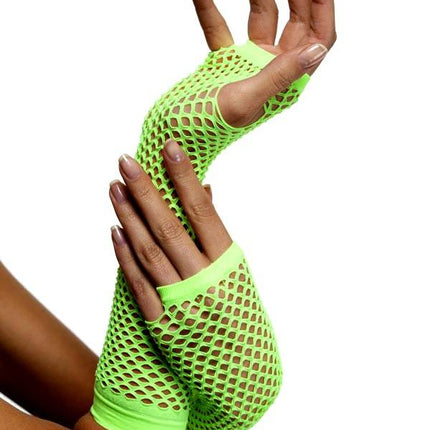 Feestbazaar Visnet handschoenen neon groen