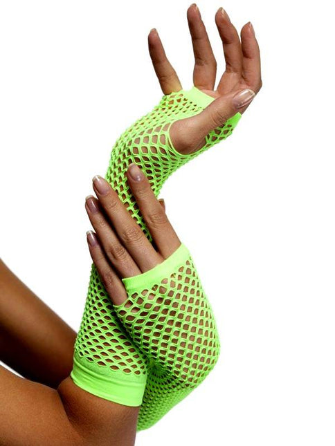 Feestbazaar Visnet handschoenen neon groen