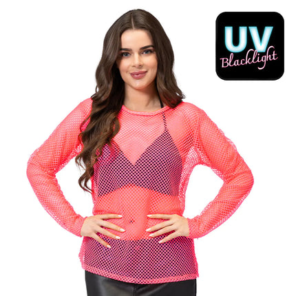 Feestbazaar Visnet shirt neon roze