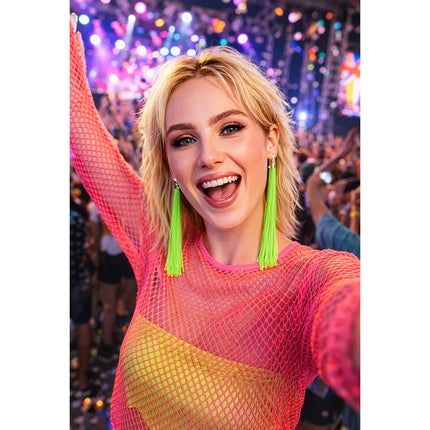 Feestbazaar Visnet shirt neon roze