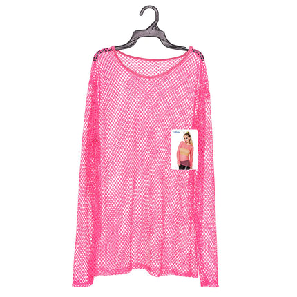 Feestbazaar Visnet shirt neon roze