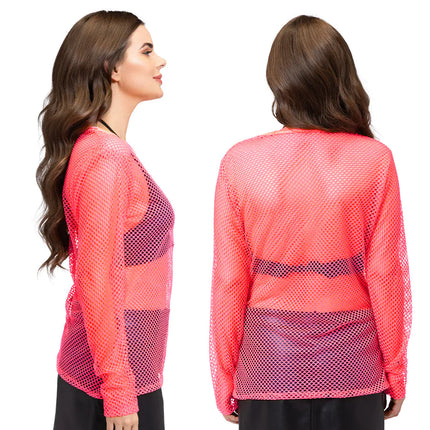 Feestbazaar Visnet shirt neon roze