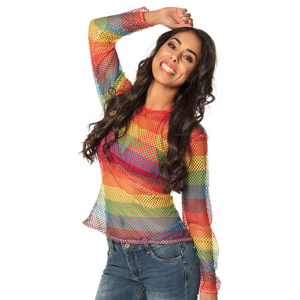 Feestbazaar Visnet Shirt Regenboog Unisex