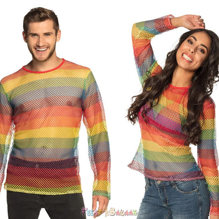 Feestbazaar Visnet Shirt Regenboog Unisex