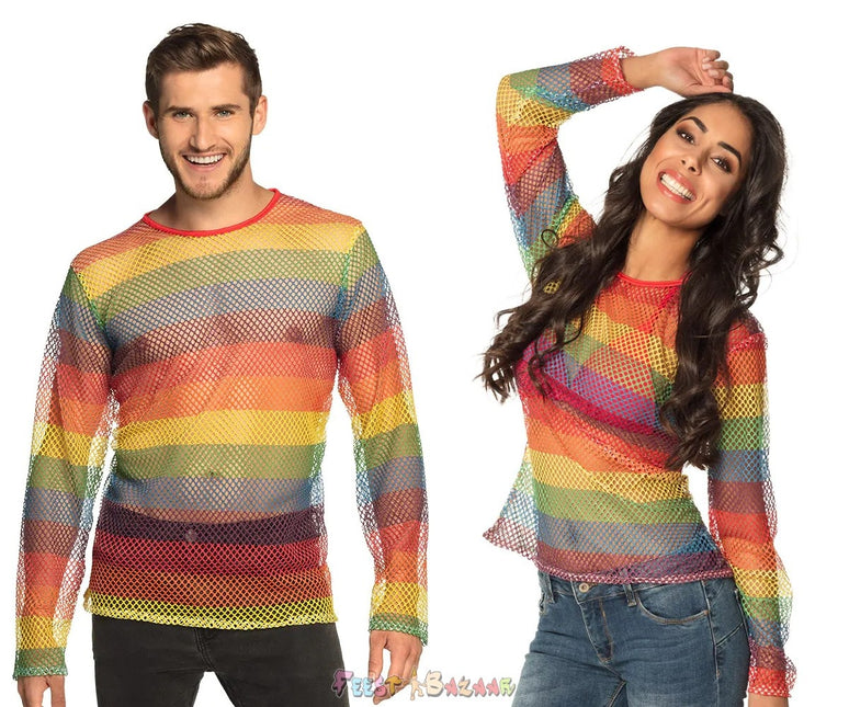 Feestbazaar Visnet Shirt Regenboog Unisex