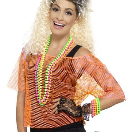 Feestbazaar Visnet top neon oranje