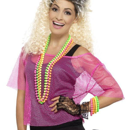 Feestbazaar Visnet top neon roze