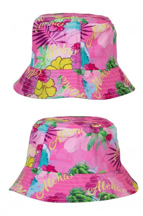 Feestbazaar Vissershoedje Hawaii Print Roze