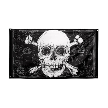 Feestbazaar Vlag Piraten Schedel Zwart (90x150cm)