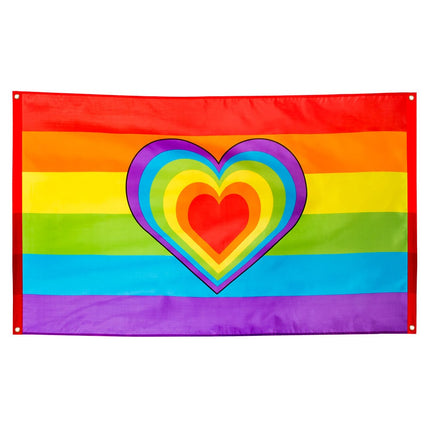 Feestbazaar Vlag Regenboog Hart 90x150cm