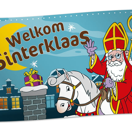 Feestbazaar Vlag Welkom Sinterklaas Cartoon (150x90cm)