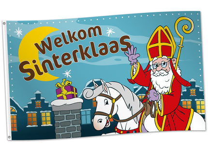 Feestbazaar Vlag Welkom Sinterklaas Cartoon (150x90cm)