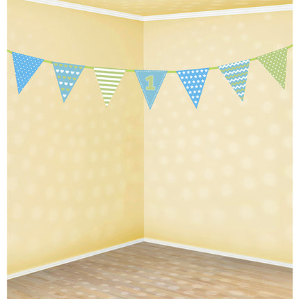 Feestbazaar Vlaggenlijn 1 Jaar Blauw/Groen (1,35m)