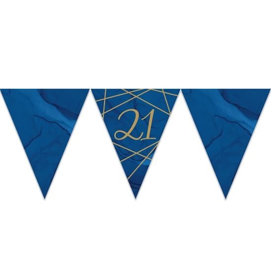 Feestbazaar Vlaggenlijn 21 Jaar Navy/Goud - 3,7m