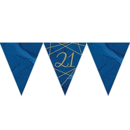 Feestbazaar Vlaggenlijn 21 Jaar Navy/Goud - 3,7m