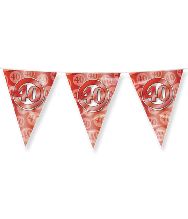 Feestbazaar Vlaggenlijn 40 Jaar Getrouwd Robijn Rood (10m)