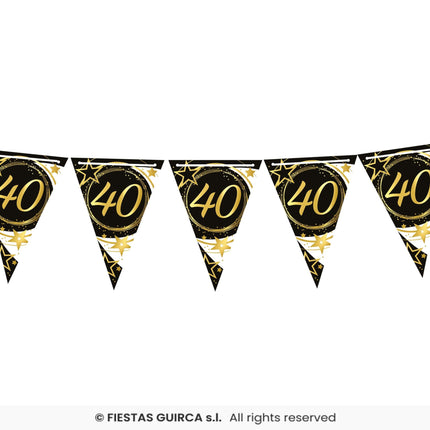Feestbazaar Vlaggenlijn 40 Jaar Zwart & Goud Chique