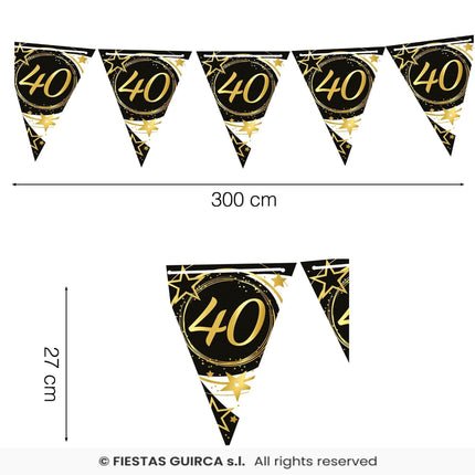 Feestbazaar Vlaggenlijn 40 Jaar Zwart & Goud Chique