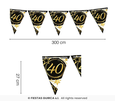 Feestbazaar Vlaggenlijn 40 Jaar Zwart & Goud Chique