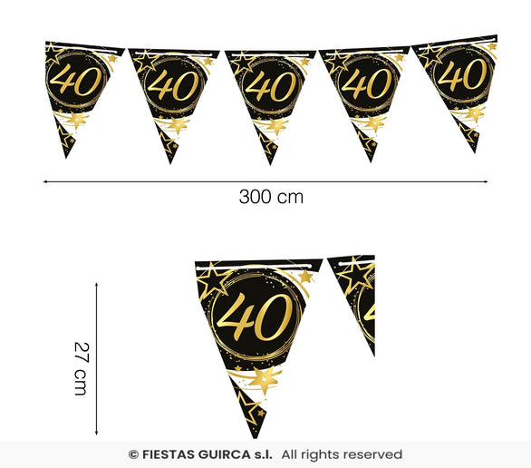 Feestbazaar Vlaggenlijn 40 Jaar Zwart & Goud Chique