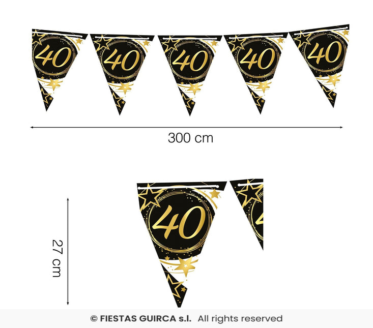 Feestbazaar Vlaggenlijn 40 Jaar Zwart & Goud Chique