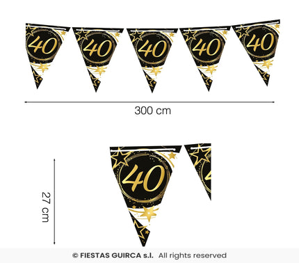 Feestbazaar Vlaggenlijn 40 Jaar Zwart & Goud Chique