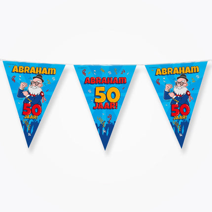 Feestbazaar Vlaggenlijn 50 Jaar Abraham Cartoon - 10m
