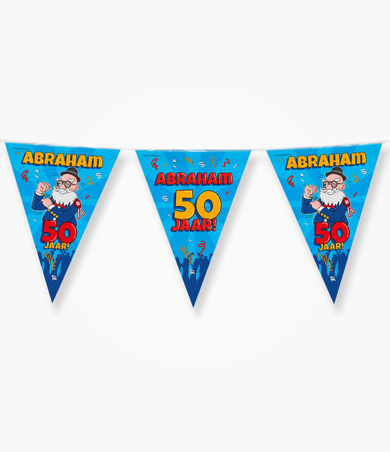 Feestbazaar Vlaggenlijn 50 Jaar Abraham Cartoon - 10m